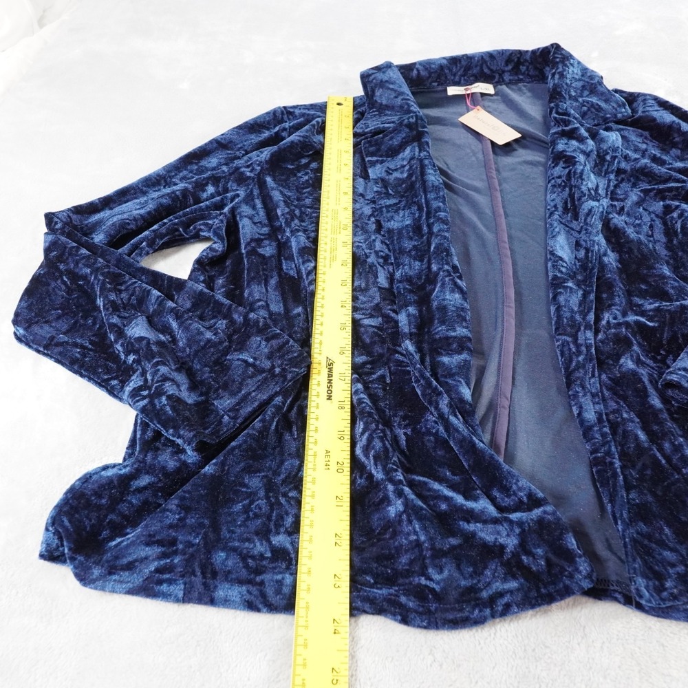 Natural Life Crushed Velvet Open Jacket Womens L/XL Navy Blue Boho Whimsigoth - Picture 5 of 12